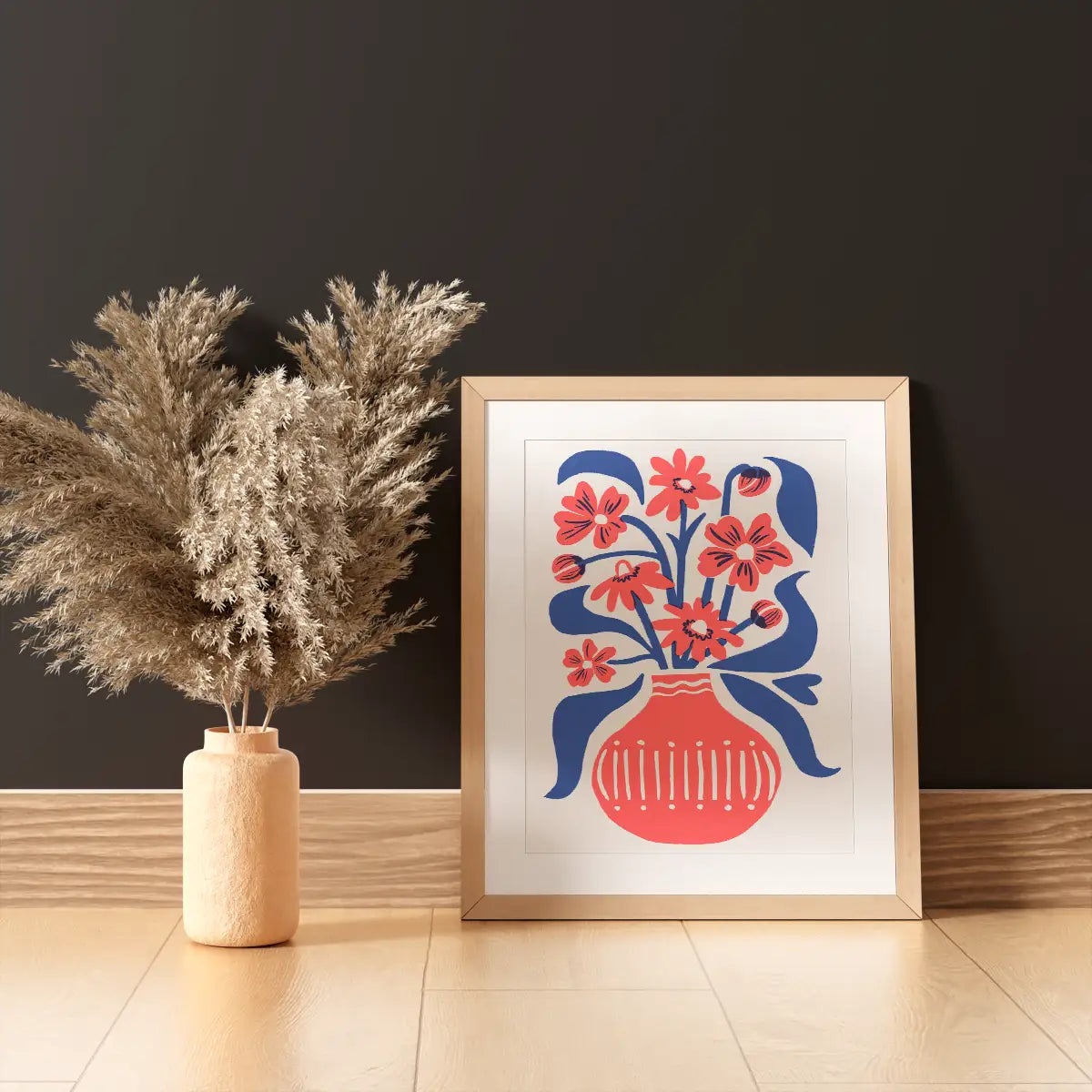 Flower Vase Risograph Art Print (8.5x11")