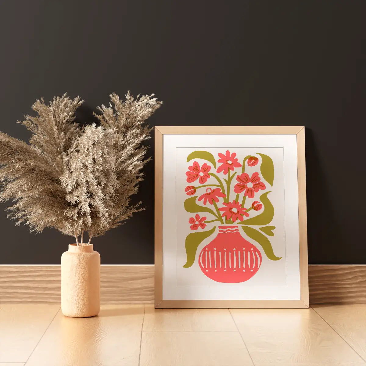 Flower Vase Risograph Art Print (8.5x11")
