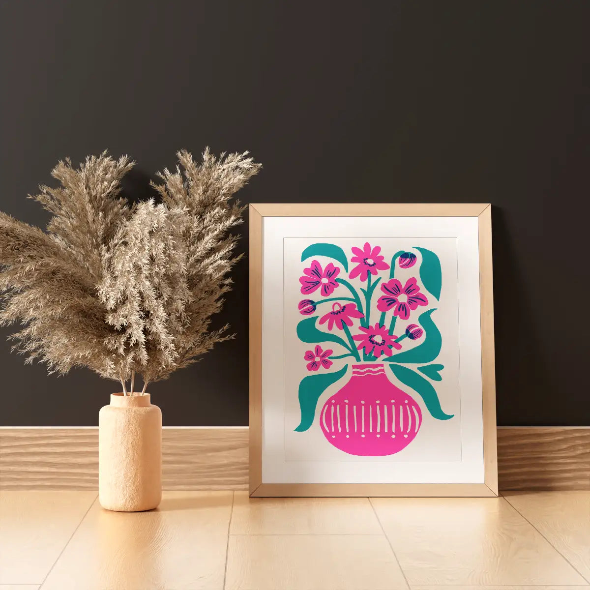 Flower Vase Risograph Art Print (8.5x11")