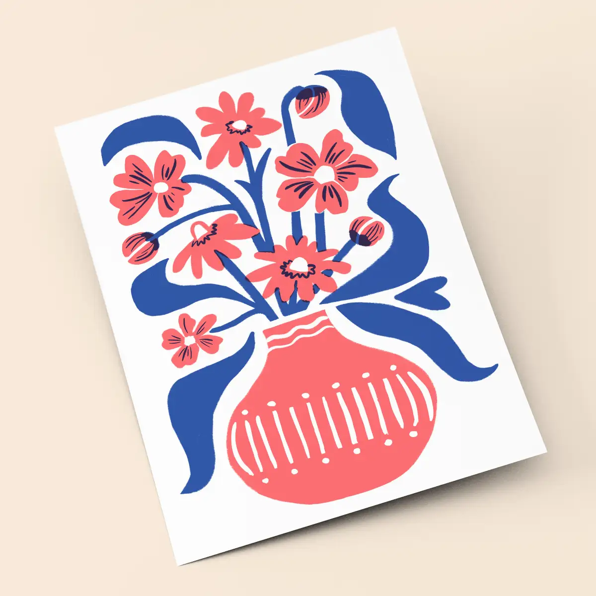 Flower Vase Risograph Art Print (8.5x11")