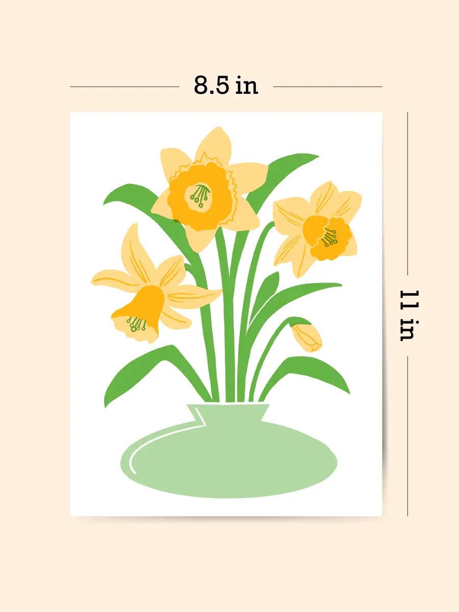 Daffodils Risograph Art Print (8.5x11")