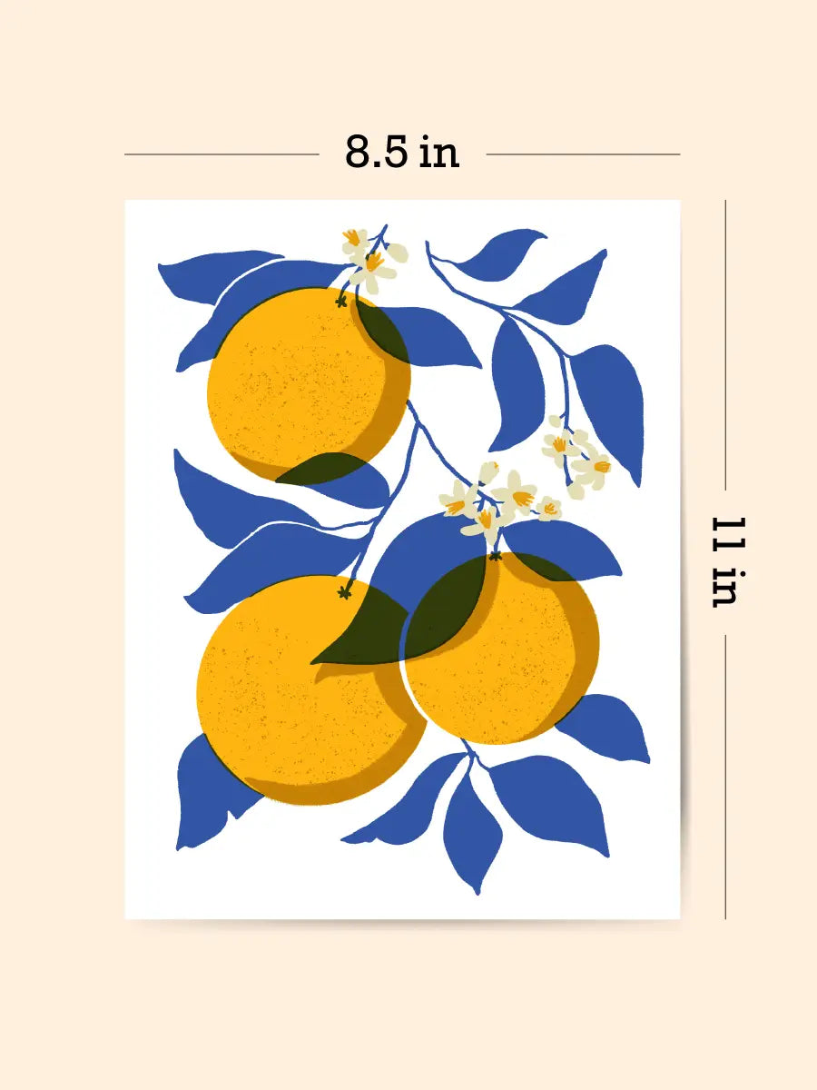 Orange Branch Risograph Art Print (8.5x11")