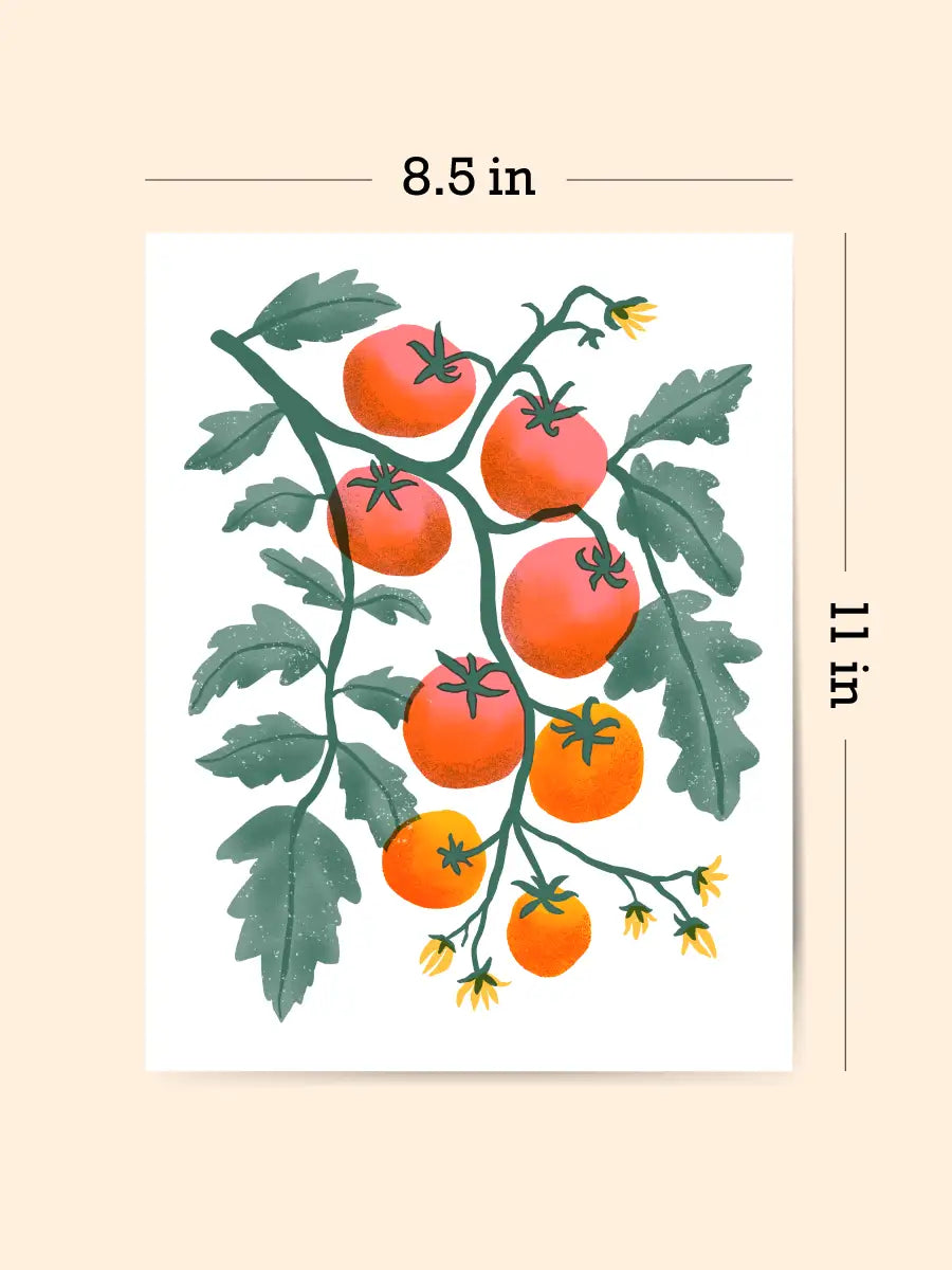 Cherry Tomatoes Risograph Art Print (8.5x11")