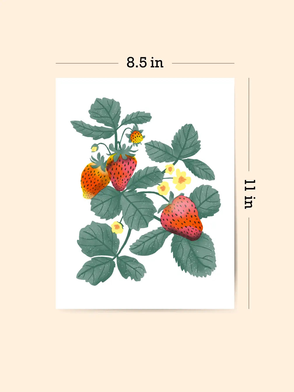 Strawberries Risograph Art Print (8.5x11")