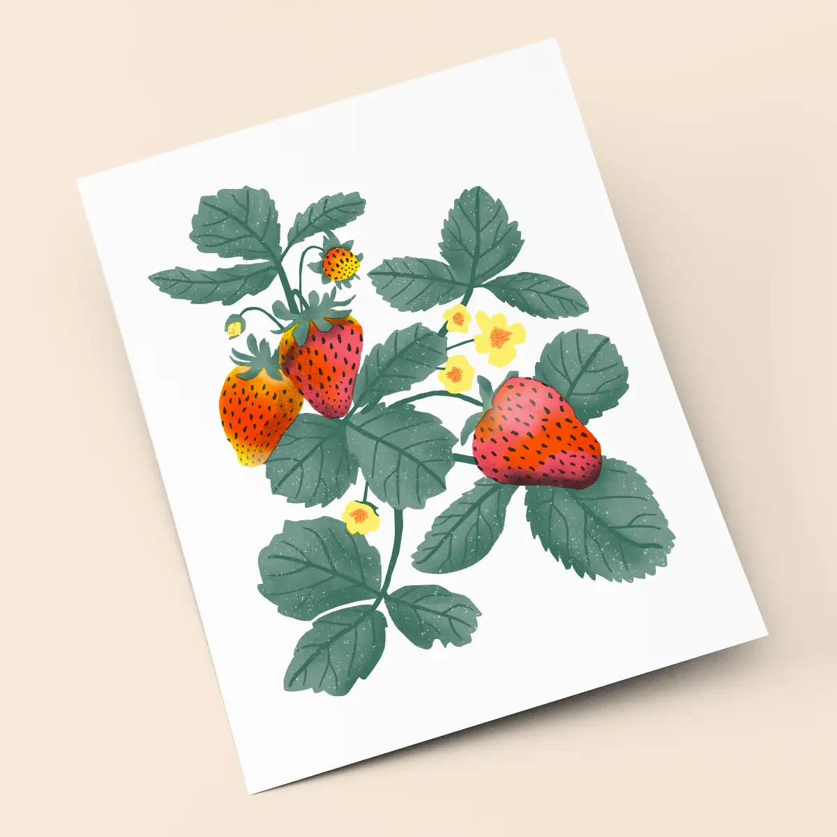 Strawberries Risograph Art Print (8.5x11")