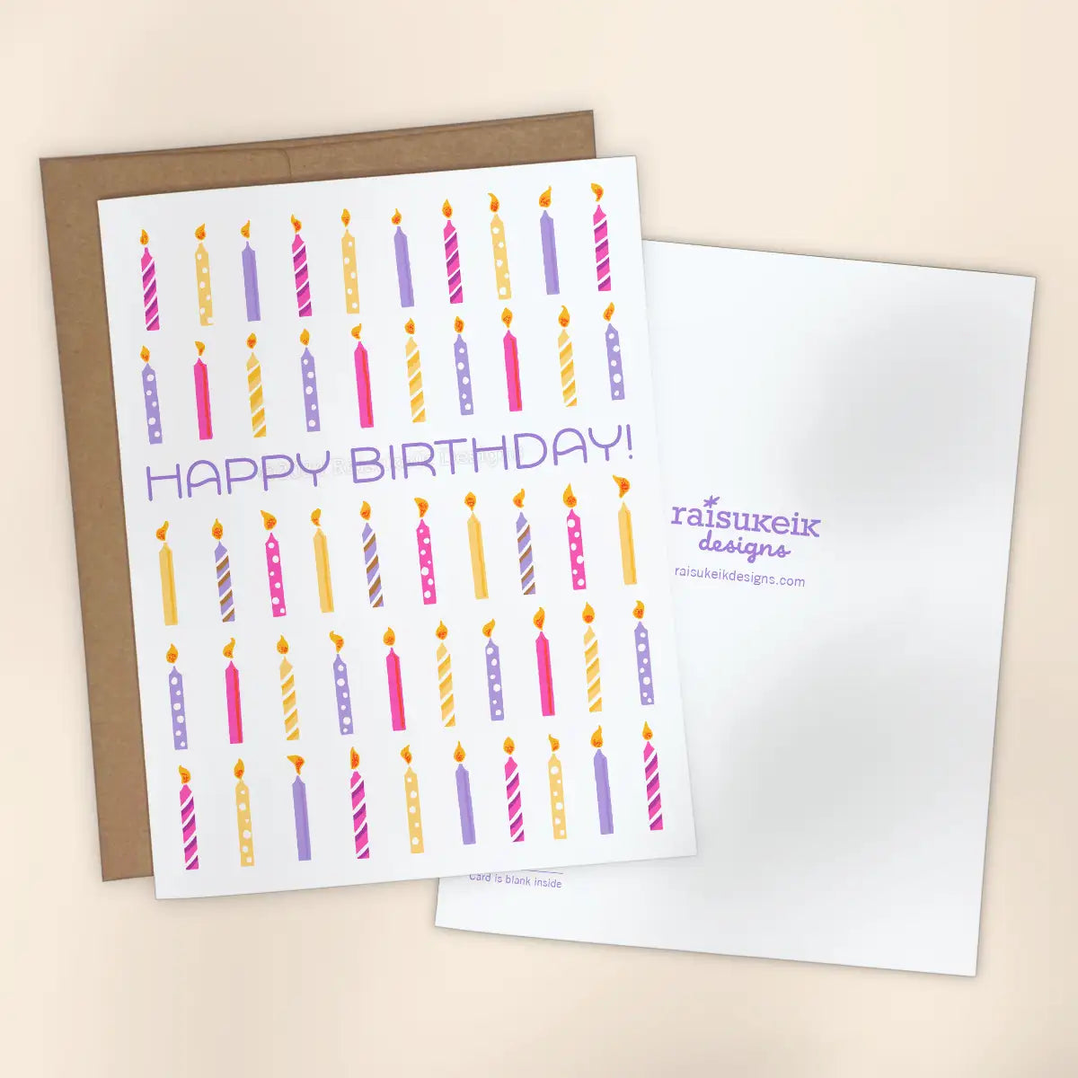 Happy Birthday Candles Risograph Greeting Card