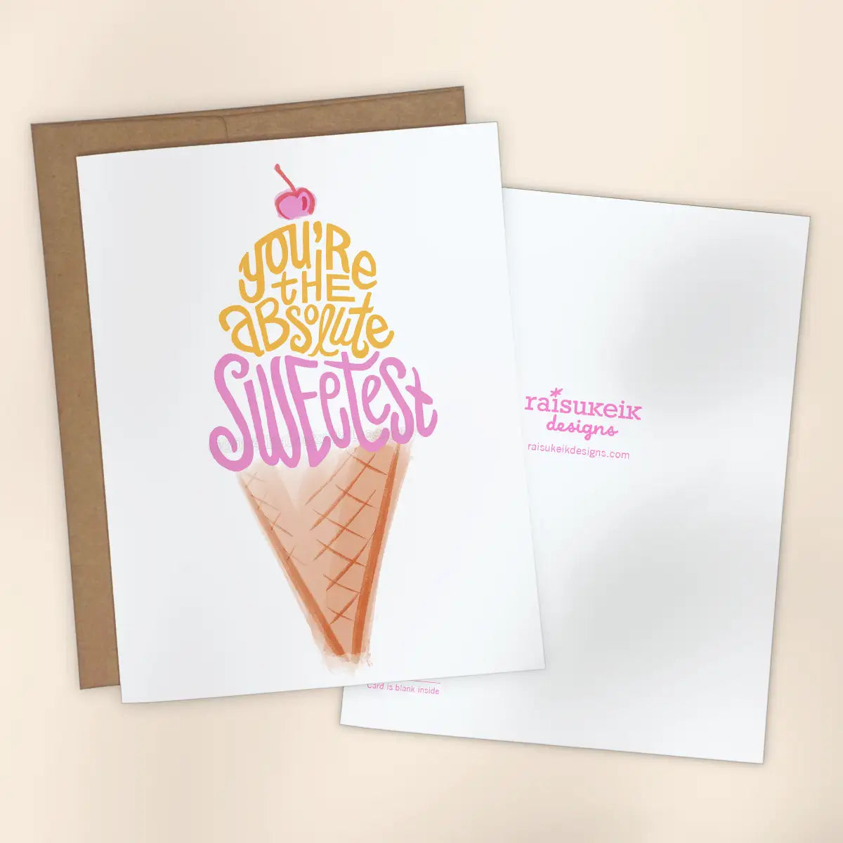 "You're the Absolute Sweetest" Ice Cream Risograph Greeting Card