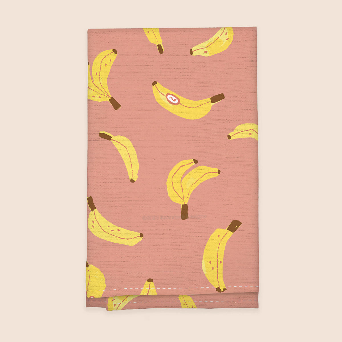 Handdrawn Bananas 100% French Linen Kitchen Tea Towel