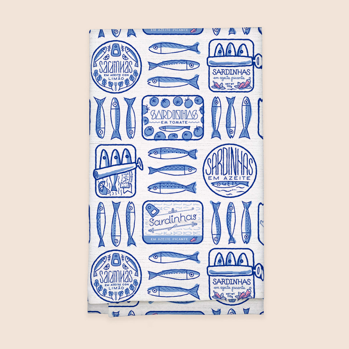 Portuguese Sardine Cans 100% French Linen Kitchen Tea Towel