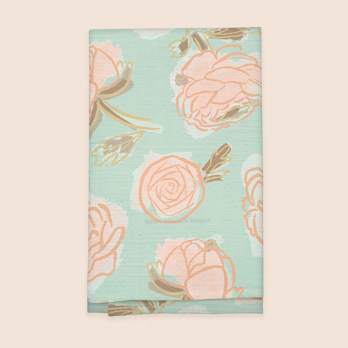 Ranunculus Floral 100% French Linen Kitchen Tea Towel