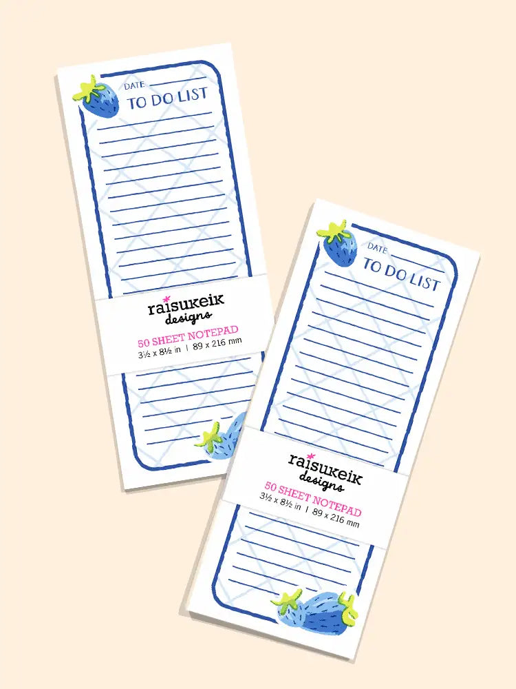 Blue Strawberries - Risograph Notepad