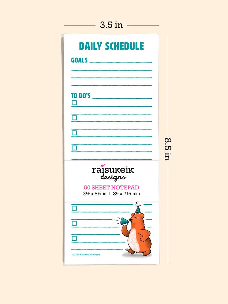 Party Bear Daily Schedule - Risograph Notepad