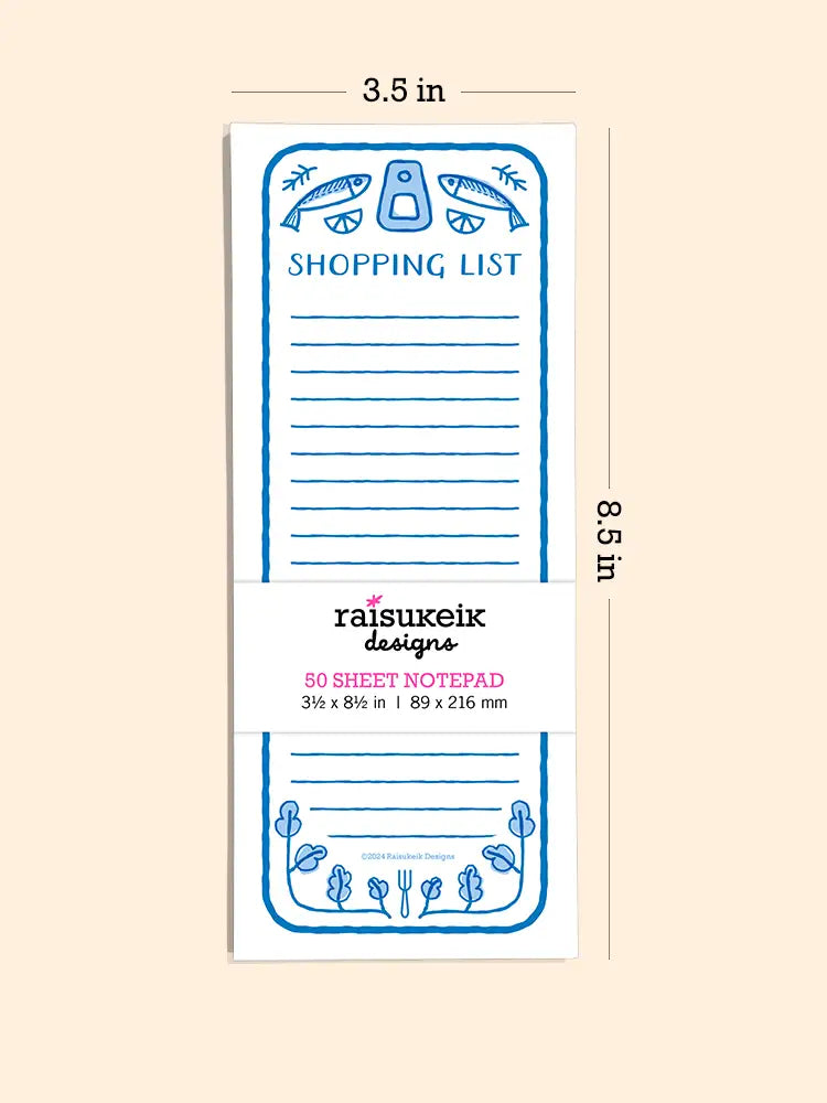 Sardine Shopping List - Risograph Notepad