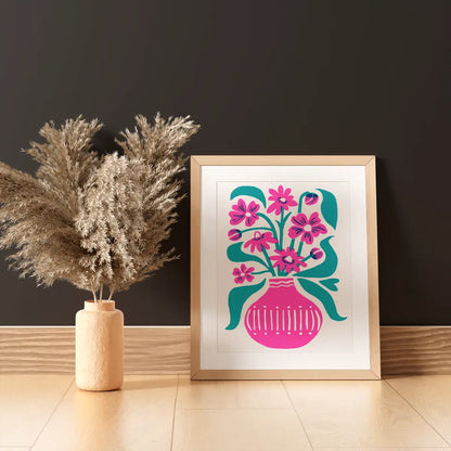 Flower Vase Risograph Art Print (8.5x11")