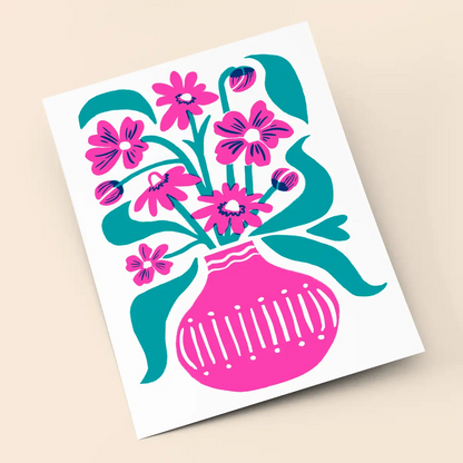 Flower Vase Risograph Art Print (8.5x11")