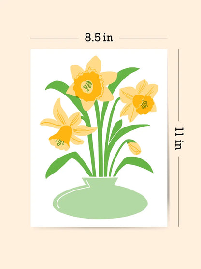 Daffodils Risograph Art Print (8.5x11")