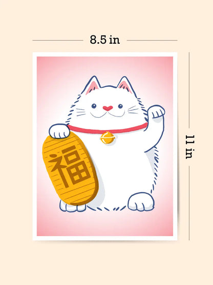 Lucky You Cat Risograph Art Print (8.5x11")