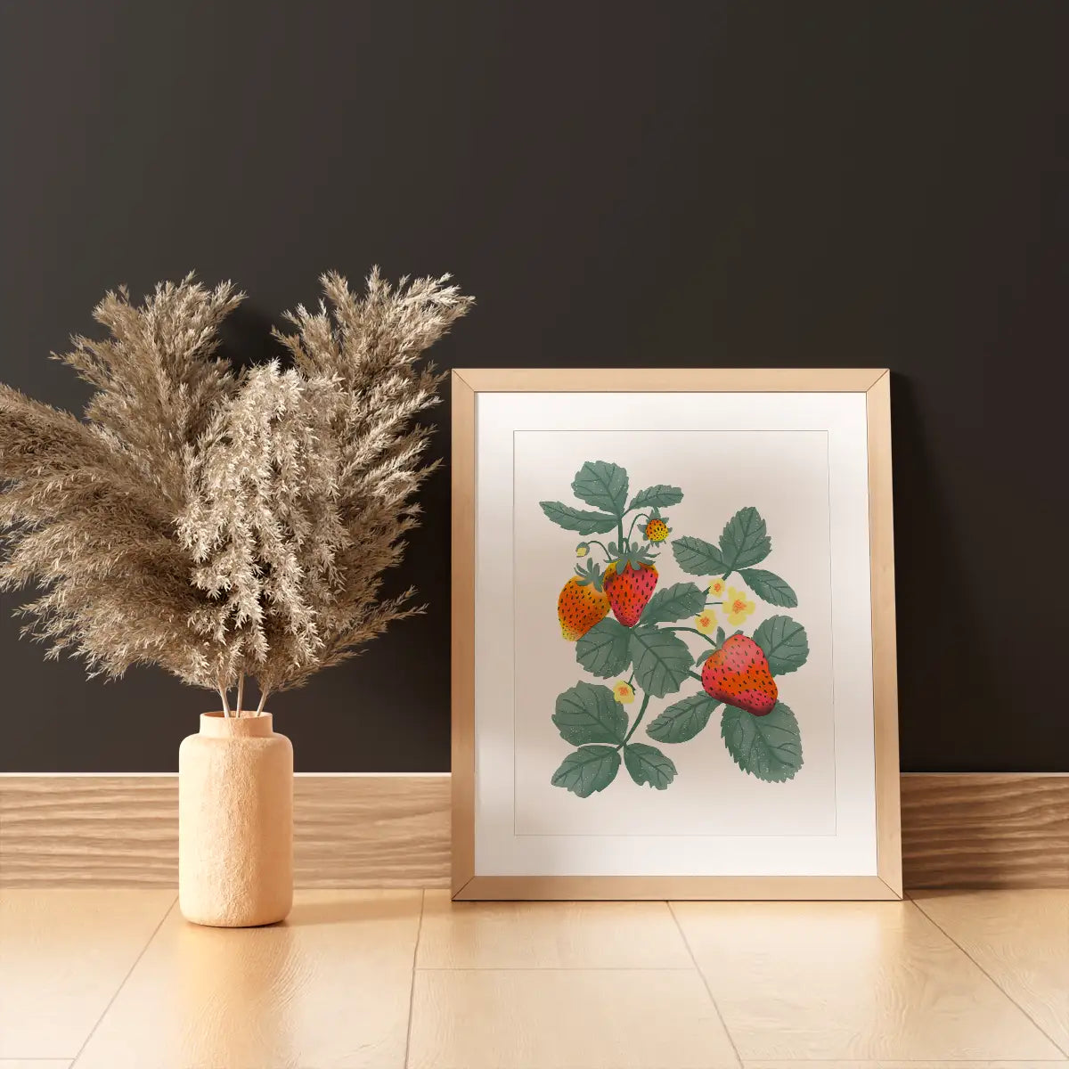 Strawberries Risograph Art Print (8.5x11")