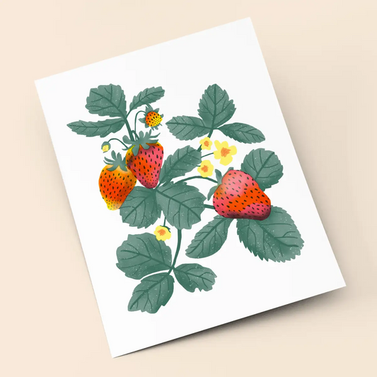 Strawberries Risograph Art Print (8.5x11")