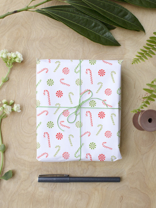 Candy Canes Wrapping Paper Sheets