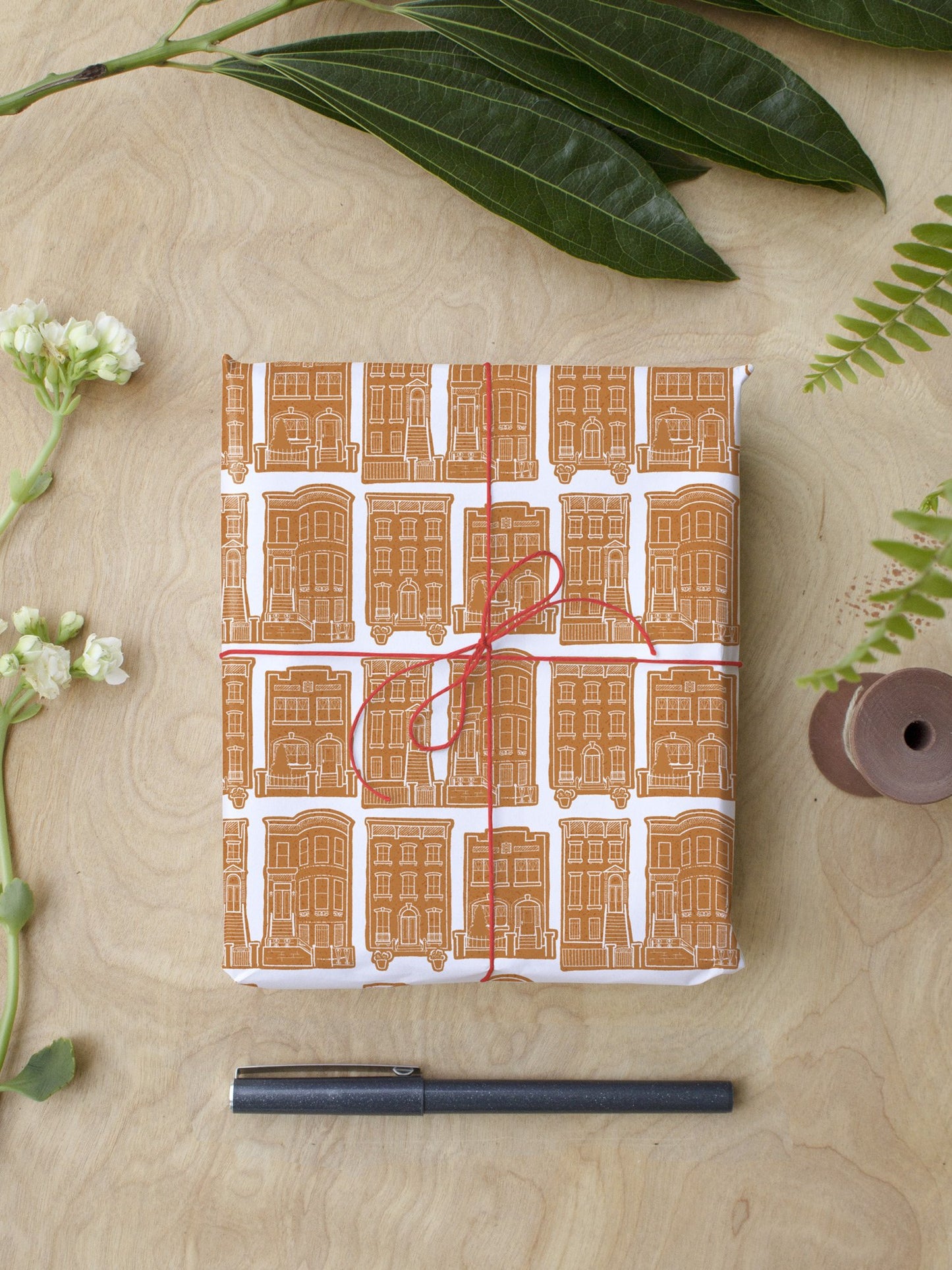 Gingerbread Brownstones Wrapping Paper Sheets