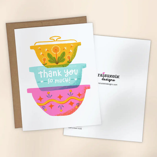 "Thank You So Much" Mixing Bowls Risograph Greeting Card