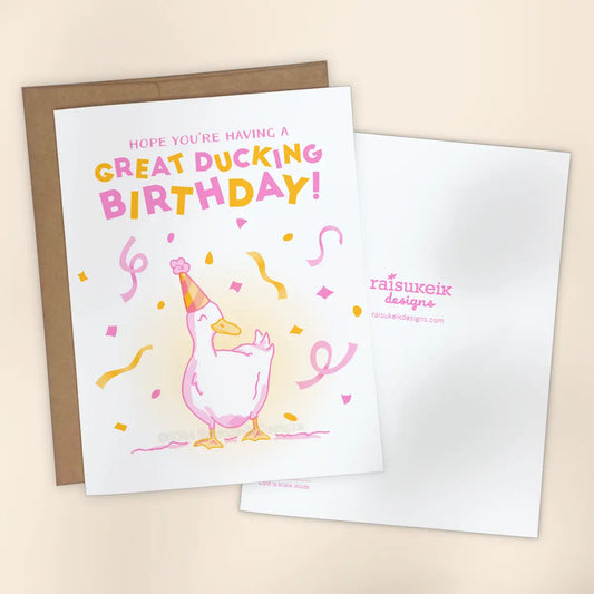"Great Ducking Birthday" Risograph Greeting Card