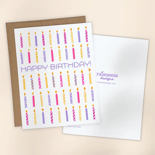 Happy Birthday Candles Risograph Greeting Card