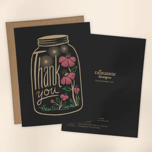 Black & Metallic Gold "Thank You" Risograph Greeting Card