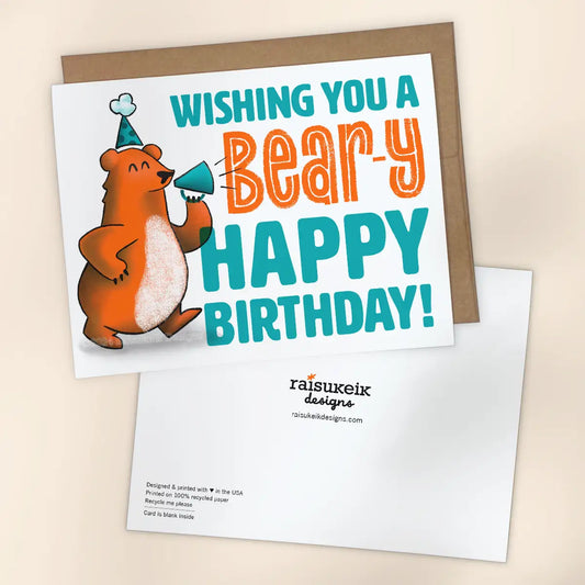 "Bear-y Happy Birthday" Risograph Greeting Card