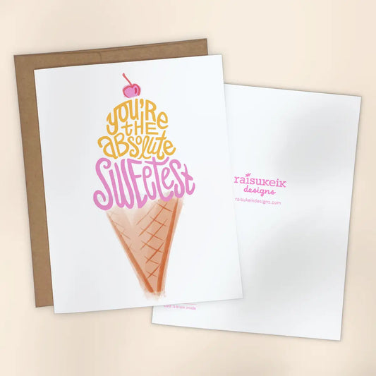 "You're the Absolute Sweetest" Ice Cream Risograph Greeting Card