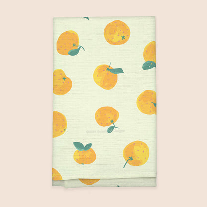 Handdrawn Oranges 100% French Linen Kitchen Tea Towel