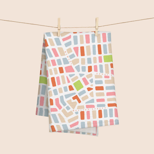 New York City Grid 100% French Linen Kitchen Tea Towel