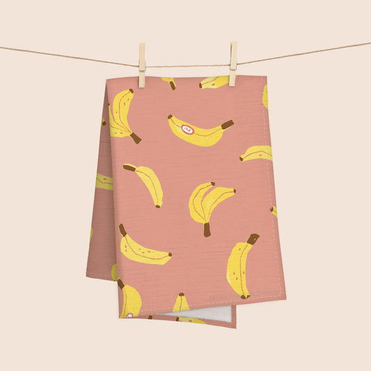 Handdrawn Bananas 100% French Linen Kitchen Tea Towel