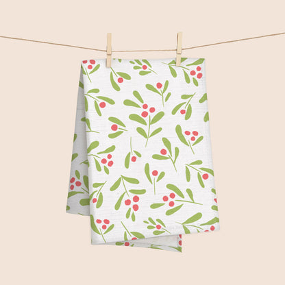Leaves & Berry Sprigs 100% French Linen Kitchen Tea Towel