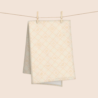 Orange Slices Argyle 100% French Linen Kitchen Tea Towel