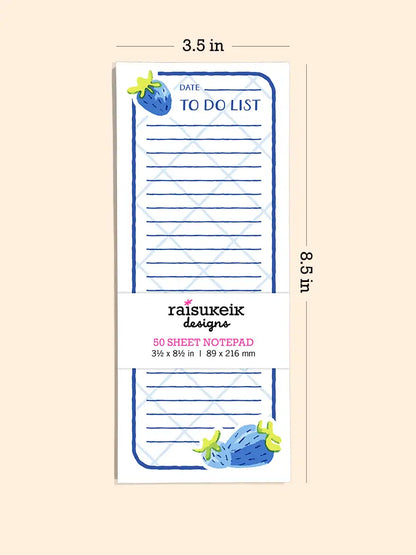 Blue Strawberries - Risograph Notepad