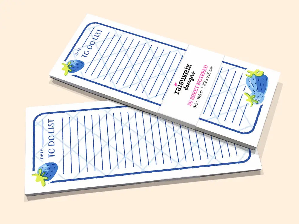 Blue Strawberries - Risograph Notepad