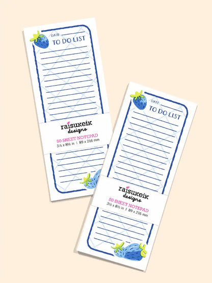 Blue Strawberries - Risograph Notepad