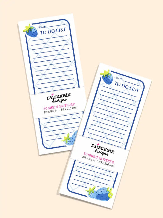 Blue Strawberries - Risograph Notepad